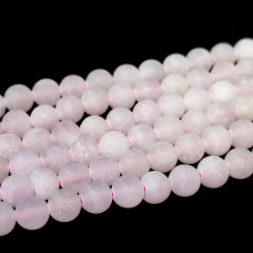 Natural Frosted Rose Quartz - Round Beads - Ø 6-7 mm, Hole: 1 mm