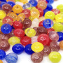 A mix of Czech glass beads from the PRECIOSA brand in the shape of a 9 x 6 mm lentil in various shades of colour with holes for threading with a diameter of approx. 0.5-1.5 mm. 
THE PRICE IS FOR 50 g (about 70 pieces)
The beads are sold as a random mix and each pack of beads may vary slightly in composition. The illustrative photo shows all possible shapes, sizes and colours of beads that may appear in the mix. The number of pieces in the pack may vary depending on the size of the beads!