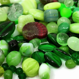 Český skleněný mix korálků PRECIOSA - Zelený mix tvarů 1 - 4-23 mm - množství 50 g