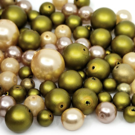 Czech Glass Beads PRECIOSA - Mix of Pearl Beads 3-14 mm - Quantity 50 g