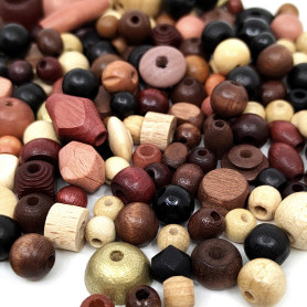 Czech Wooden Beads PRECIOSA - Mixed Shapes 3 - 4-20 mm - Quantity 20 g