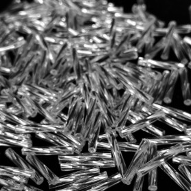 Preciosa Čípky - 15 mm - průhledné kroucené se stříbrnou linkou - váha 1 g