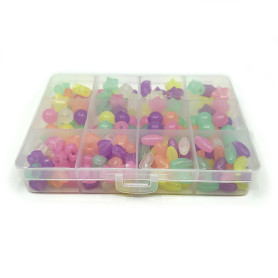 Box with Fluorescent Beads - Mix of Sizes and Shapes approx. 200 pcs