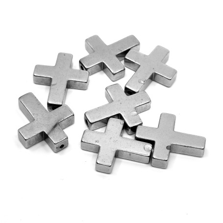 Synthetic Plated Non-Magnethic Hematite - 17 x 14 x 4 mm - Cross - 2nd quality