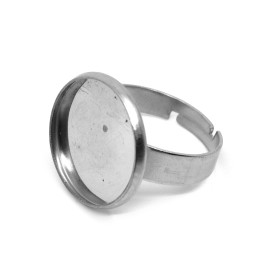 Nastavitelný prsten s lůžkem z 304 nerezové ocele - pro kabošon Ø 16 mm