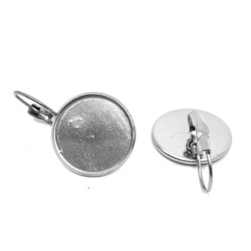 304 Stainless Steel Leverback Earring Findings - Flat Round - for Cabochon Ø 16 mm (1 pair)