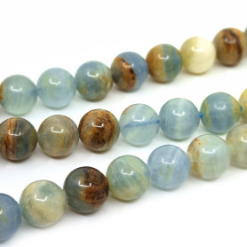 Natural Blue Calcite - Round Beads - Ø 8 mm, Hole: 1 mm