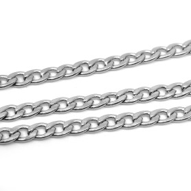 304 Plochý nerezový náhrdelníkový řetízek s karabinkou - délka 60 cm