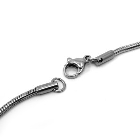 304 Nerezový hadí náhrdelníkový řetízek s karabinkou - délka 76 cm