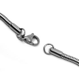 304 Nerezový hadí náhrdelníkový řetízek s karabinkou - délka 60 cm