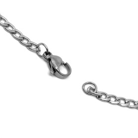 304 Plochý pánský nerezový náhrdelníkový řetízek s karabinkou - délka 75 cm