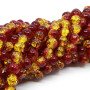 Glass Crackle Beads - Ø 8-9 mm - Two-Colored Round Dyed - 1 Strand (approx. 100-110 pcs)
