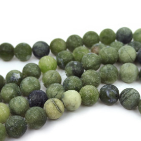 Natural Frosted TaiWan Jade - Round Beads - Ø 6-7 mm, Hole: 1 mm
