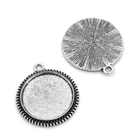 Zinc Alloy Pendant with Cabochon Setting - Circle - 23 x 20 x 2 mm, Hole: 2 mm - for Cabochon Ø 16 mm