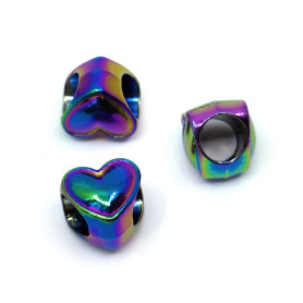 Zinc Alloy Large Hole Bead - Heart - 8 x 8.5 x 7.5 mm, Hole: 4.5 mm