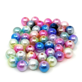 Plastic ABS pearls - rainbow beads - Ø 7-8 mm - weight 10 g (approx. 40 pcs)