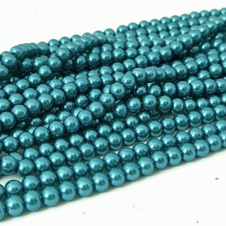 Skleněné voskované perly - Ø 6 mm - kuličky - šňůra (cca 71 ks)