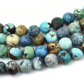 Restructured Hubei Turquoise - Round Beads - Ø 3.5-4.5 mm, Hole: 0.5 mm