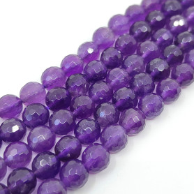 Natural Amethyst - Faceted Round Beads - Ø 6 mm, Hole: 1mm
