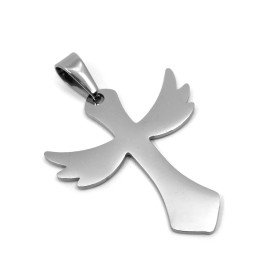 304 Stainless Steel Pendant - Cross - 38 x 32 x 1.5 mm, Hole: 10 x 4.5 mm