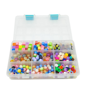 Resin Round Beads - Ø 8-9 mm - Mix of Colors and Shapes - Box (approx. 460 pcs)