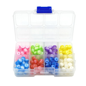 Resin Round Beads - Ø 8 mm - Mix of Colors - Box (approx. 176 pcs)