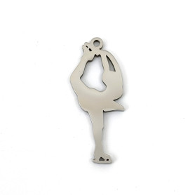 201 Stainless Steel Pendant - Figure Skater - 30.5 x 12 x 1.5 mm, Hole: 1.5 mm