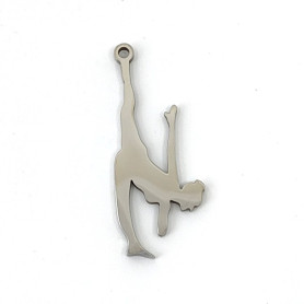 201 Stainless Steel Pendant - Dancer - 32.5 x 13 x 1.5 mm, Hole: 1.5 mm