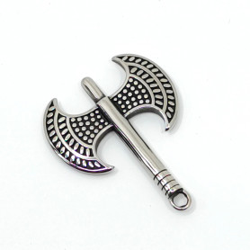 304 Stainless Steel Pendant - Axe - 51 x 39 x 5 mm, Hole: 4.5 mm