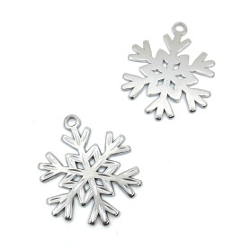 304 Stainless Steel Pendant - Snowflake - 33 x 26.5 x 1.5 mm, Hole: 3 mm