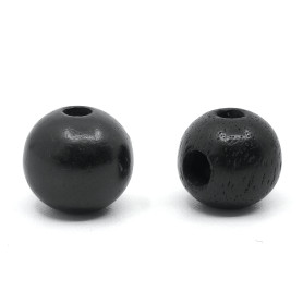 Ebony Wood - Three-Hole Round Beads - Ø 8 mm, Hole: 1.8-2.5 mm