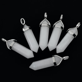 Natural White Jade - Prism Pendant - 39.5 x 12 x 11.5 mm, Hole: 4.5 x 2.8 mm