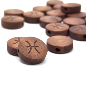 Korálek se znamením zvěrokruhu ze dřeva žlutokapu - mořený plochý kruh - Ø 12 x 4 mm,Množství:1 ks