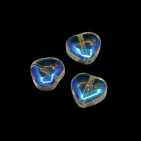 Transparent Glass Bead - Plated Heart with AB Effect - 7.5 x 8 x 4.5 mm, Hole: 0.9 mm