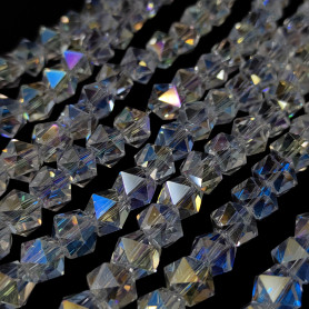 Transparent Faceted Glass Beads - Electroplated Polyhedron - 8 x 10 x 10 mm, Hole: 1.6 mm