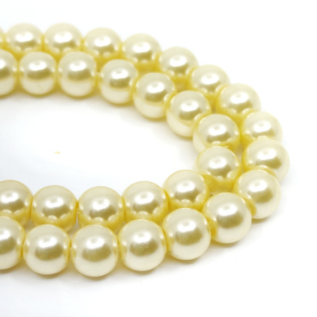 Glass waxed pearls - Ø 6 mm - balls - cord (approx. 71 pcs)