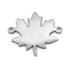 201 Stainless Steel Link Connector - Maple Leaf - 17 x 20 x 1 mm, Hole: 1.4 mm