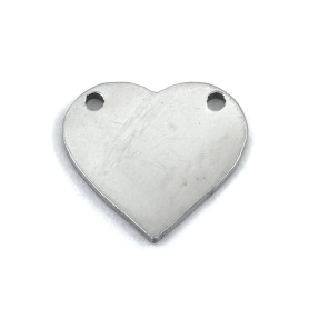 201 Stainless Steel Link Connector - Heart - 8.5 x 10 x 1 mm, Hole: 1.2 mm