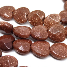 Synthetic Goldstone - Faceted Heart Beads - 10 x 10 x 5 mm, Hole: 1.2 mm