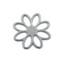 Ramínko z nerezové ocele typu 201 ve tvaru květinky o rozměrech 15,5 x 1 mm a s očky pro průvlek o průměru 2 mm. 
UVEDENÁ CENA JE ZA 1 KS.