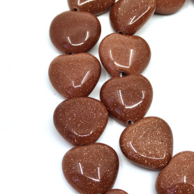 Synthetic Goldstone - Heart Beads - 15 x 15 x 7,5 mm, Hole: 1 mm