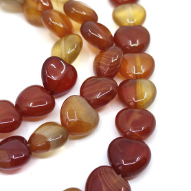 Natural Red Agate/Carnelian - Heart - 10 x 10 mm, Hole: 0.8 mm