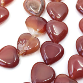 Natural Red Agate/Carnelian - Heart - 14 x 14 x 5-7 mm, Hole: 1.2 mm