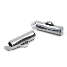 304 Stainless Steel Slide On Cord End / Clasp - 6 x 16 x 4 mm - inner Ø 3 x 1.5 mm
