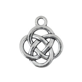 Zinc Alloy Pendant - Chinese Lucky Knot - 18.5 x 15.5 x 2 mm, Hole: 2 mm