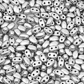 Czech Glass Two-hole Pressed Beads - Plated Oval - Weight 1 g