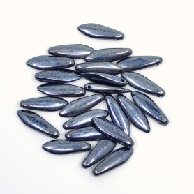 České skleněný korálek - jazýček / jehla - listrovaný - 5 × 16 mm