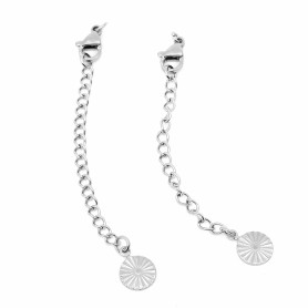 304 nerezový prodlužovací řetízek s karabinkou a 8mm přívěskem slunce - délka cca 68mm