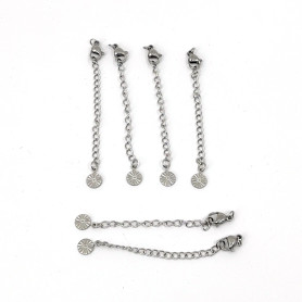 304 nerezový prodlužovací řetízek s karabinkou a 4,5mm přívěskem slunce - délka cca 68mm