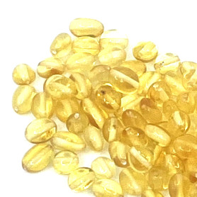 Přírodní baltské jantarové korálky - Leštěné olivky - 5–10mm - Průvlek: 1mm - Množství: 1 ks